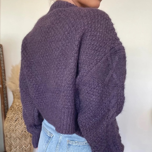 Purple Fuzzy Pom Pom Cardigan - New - Picture 3 of 6